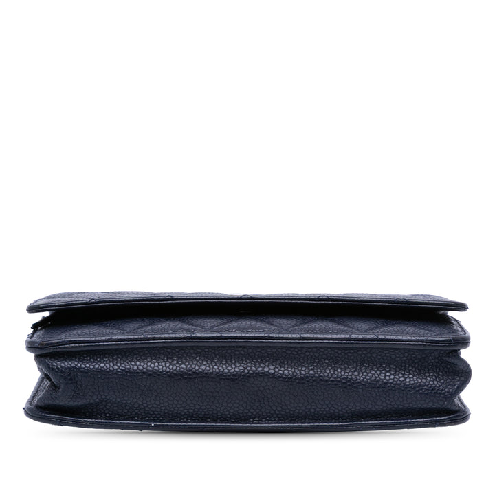 Chanel CC Quilted Caviar Wallet on Chain Bleu
