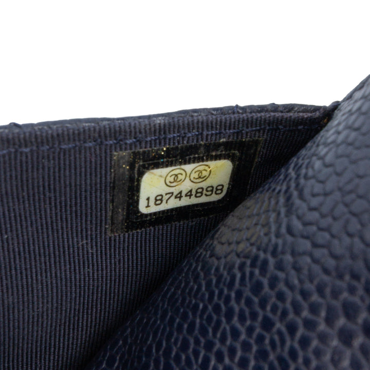 Chanel CC Quilted Caviar Wallet on Chain Bleu