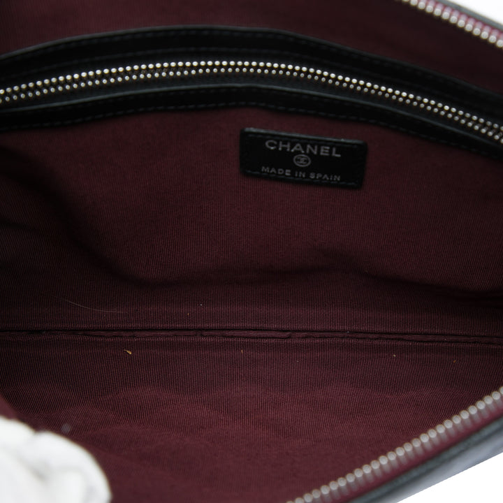 Matelassé O Étui Pochette Moyen Cuir d'agneau Noir