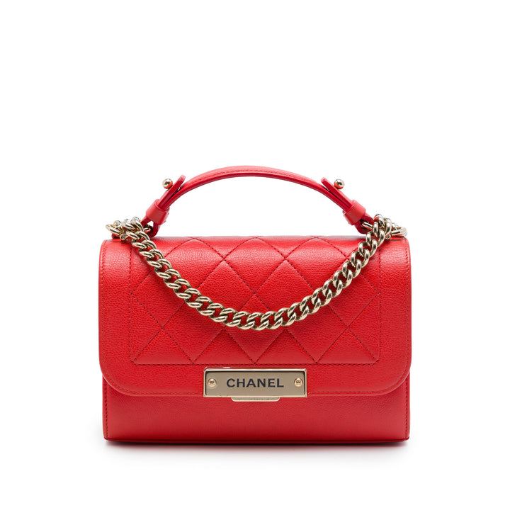 Chanel Small Matelassé Cuir de veau grainé Label Click à rabat