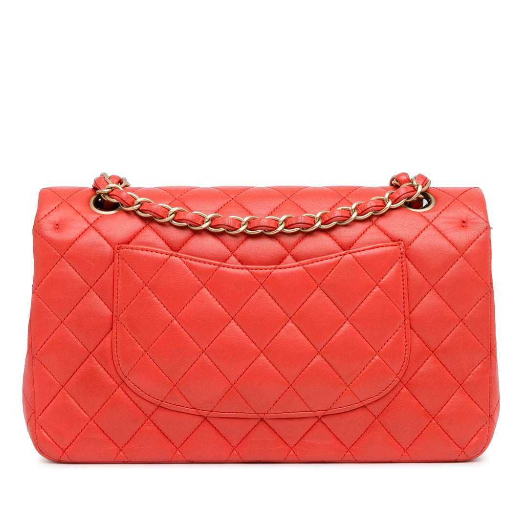 Chanel Medium Classic Cuir d’agneau Double rabat Rouge