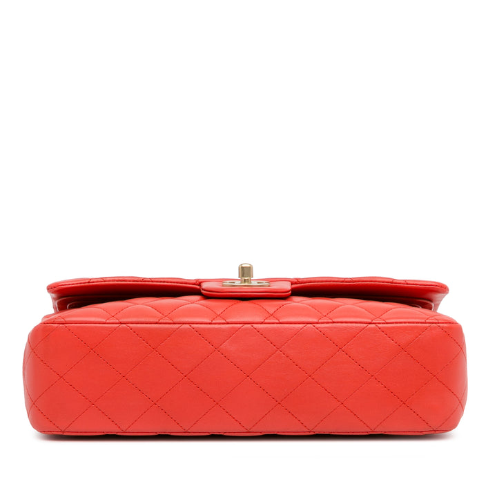 Chanel Medium Classic Cuir d’agneau Double rabat Rouge