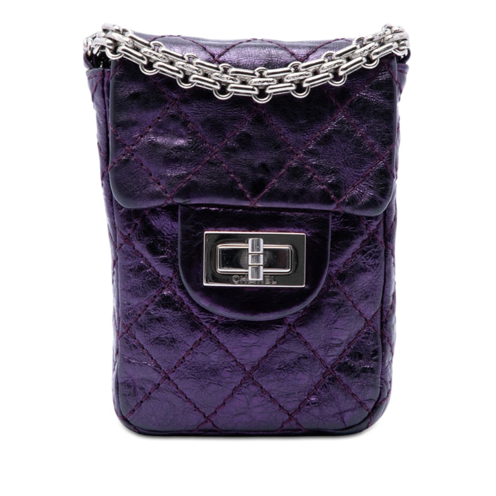 Chanel Matelassé Metallic vieilli Cuir de veau Reissue 2.55 Phone Holder