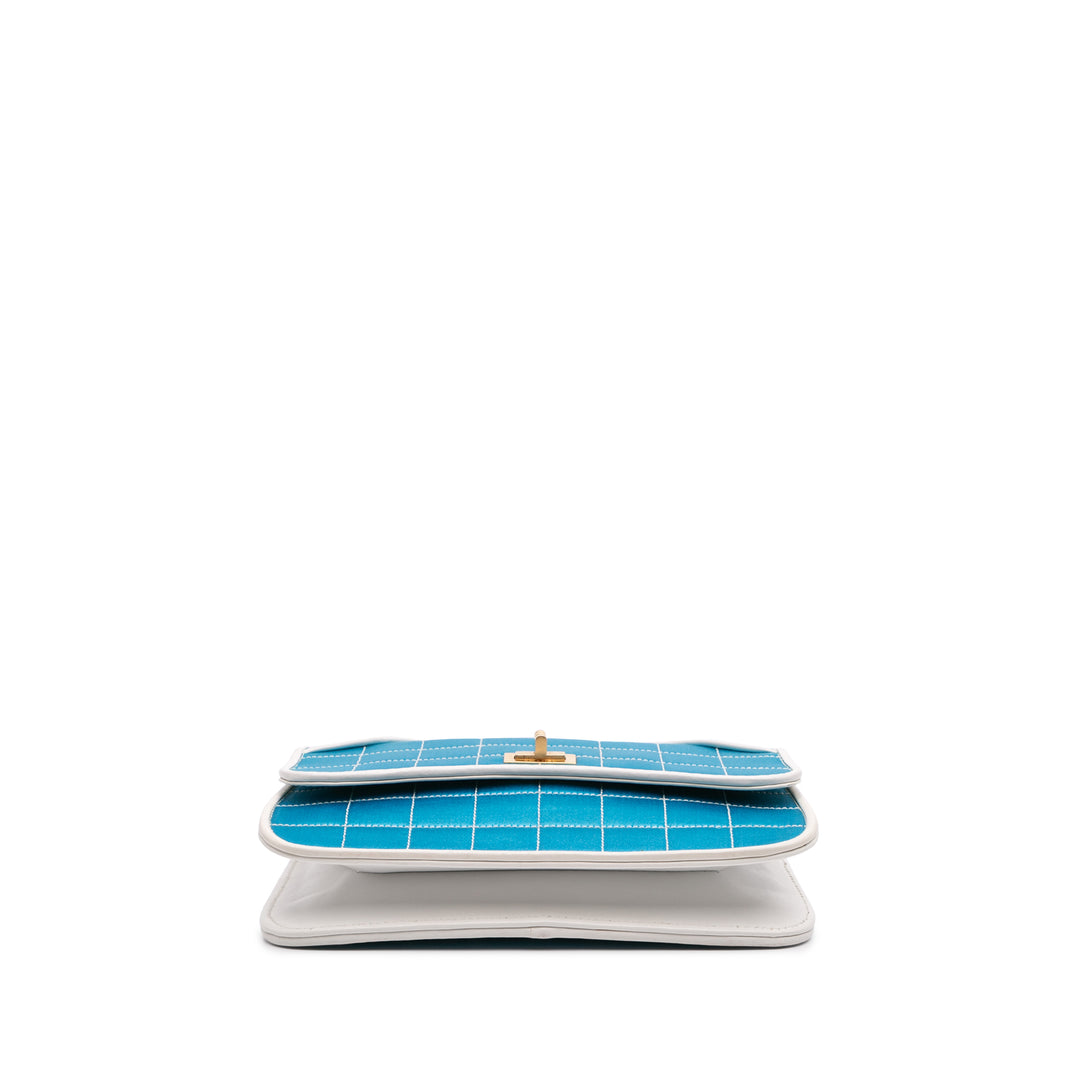 Reissue Square Quilt Satin Flap Blue - Gaby Paris
