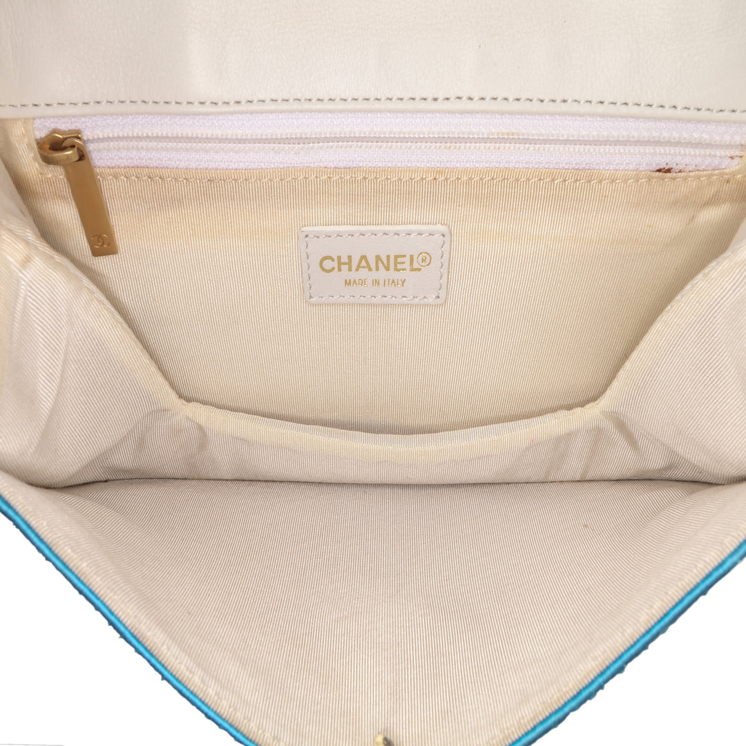 Reissue Square Quilt Satin Flap Blue - Gaby Paris