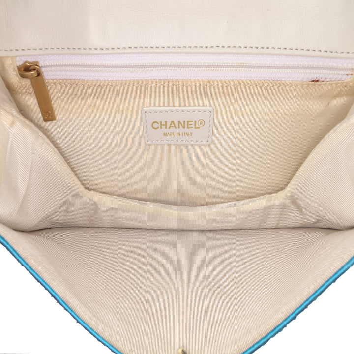 Reissue Square Quilt Satin Flap Blue - Gaby Paris