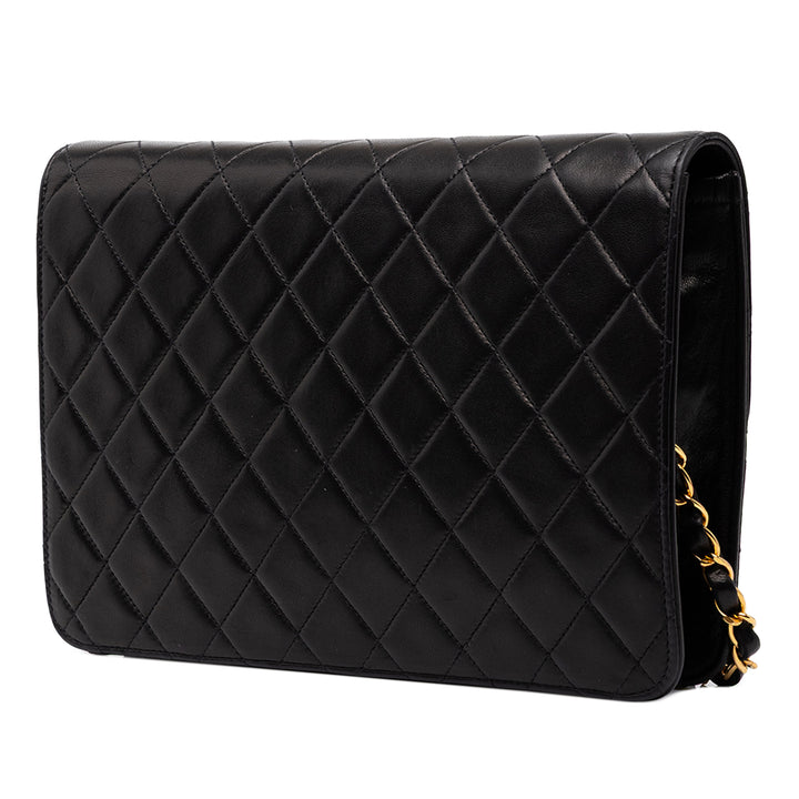 Chanel Sac porté épaule CC Matelassé Rabat simple Moyen Cuir d'agneau Noir – vue 2 – GABY PARIS