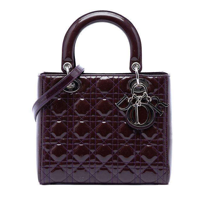 Dior Medium Cuir verni Cannage Lady Dior