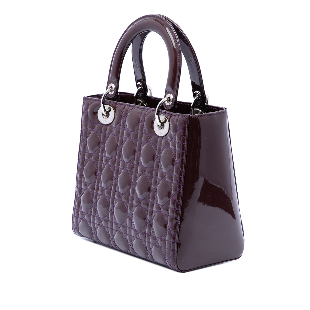 Dior Medium Cuir verni Cannage Lady Dior