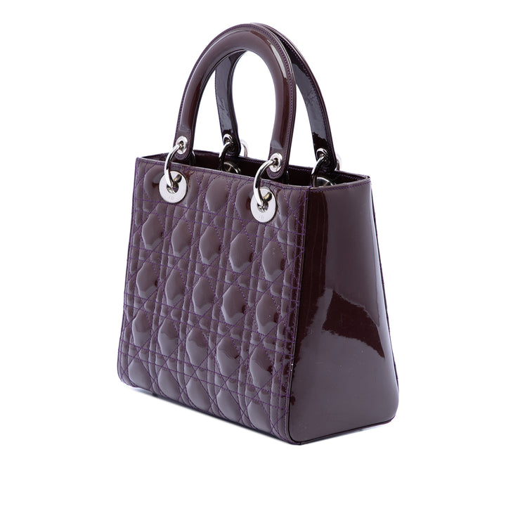 Dior Medium Cuir verni Cannage Lady Dior