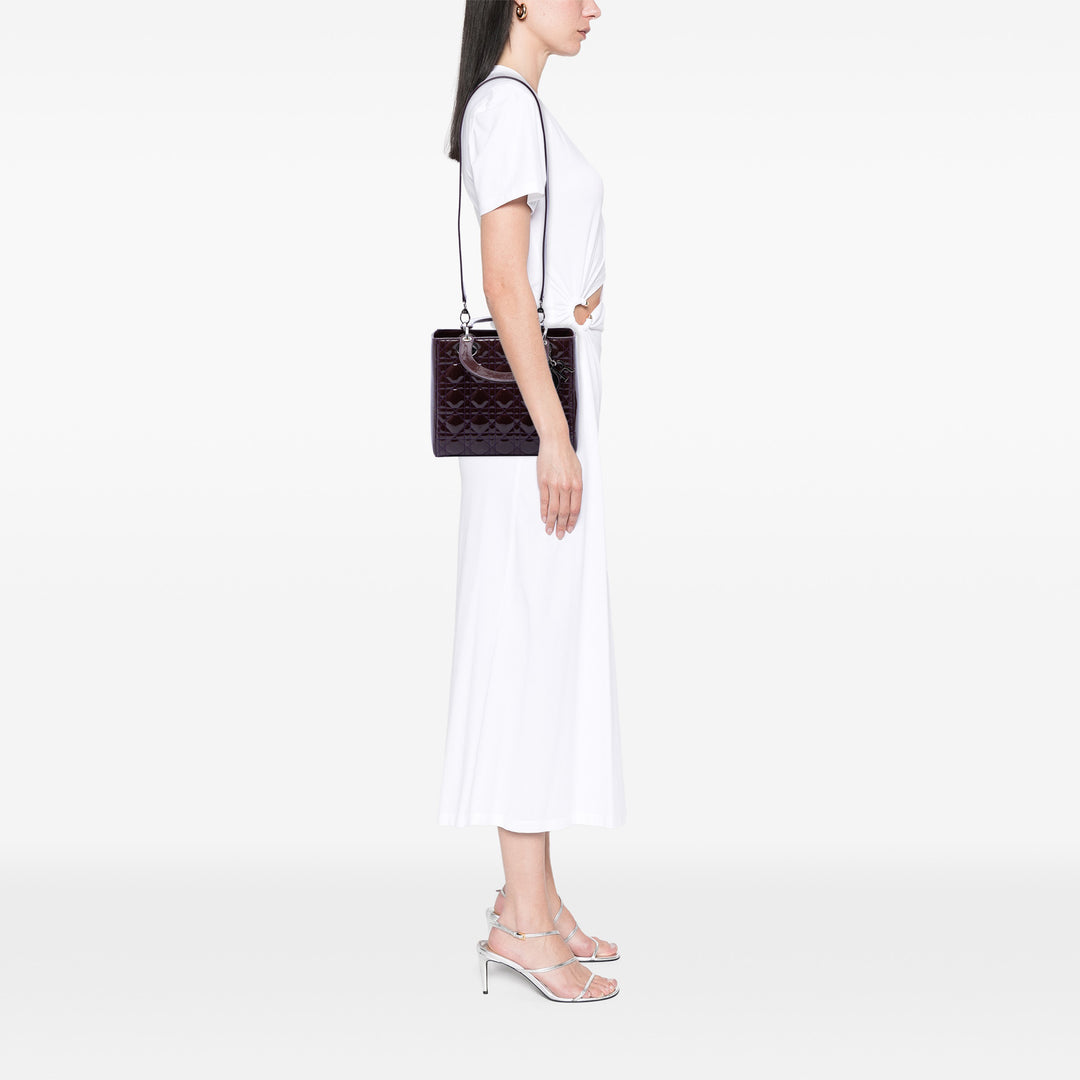 Dior Medium Cuir verni Cannage Lady Dior