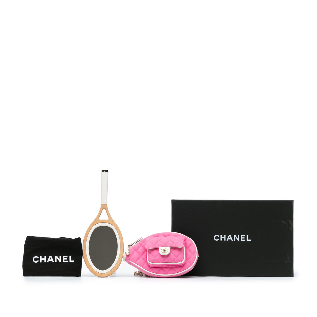 Chanel Canvas Tennis Racket Mirror and Crossbody Set Pink - GABY PARIS