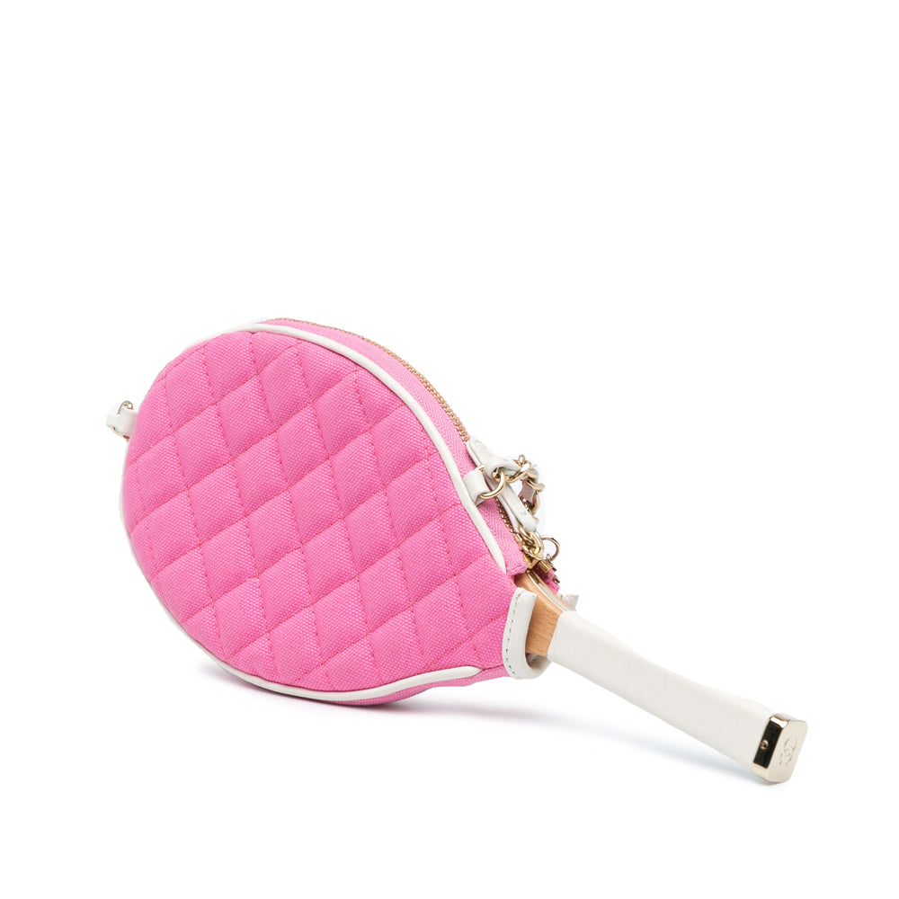 Canvas Tennis Racket Mirror and Crossbody Set Pink - Gaby Paris