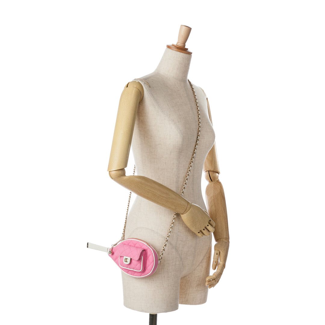 Chanel Canvas Tennis Racket Mirror and Crossbody Set Pink - GABY PARIS