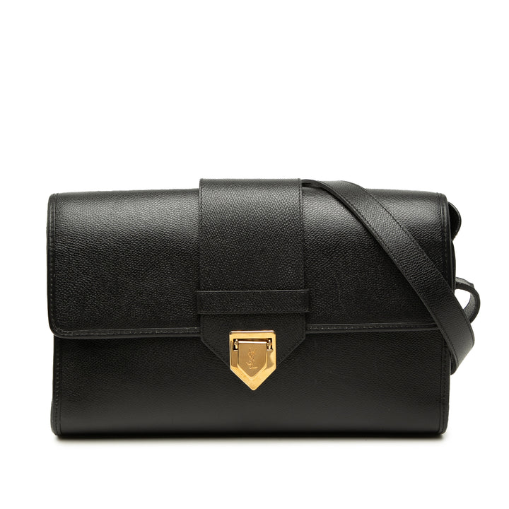 Saint Laurent Cuir de veau grainé à rabat Sac porté croisé