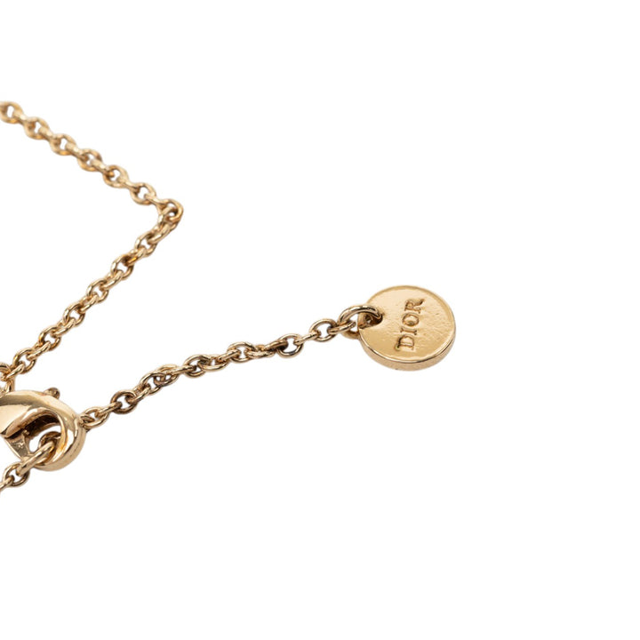 Dior plaqué Strass Orné Perles fantaisie CD Tribal Long Collier Doré