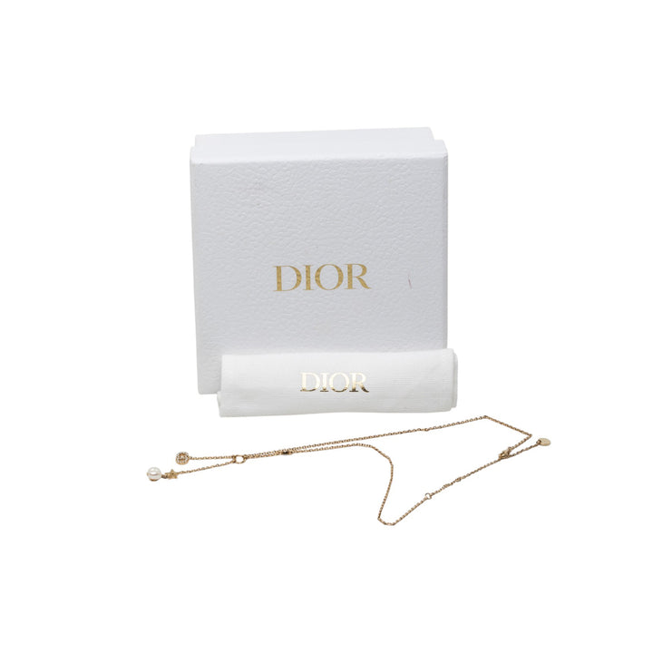 Dior plaqué Strass Orné Perles fantaisie CD Tribal Long Collier Doré