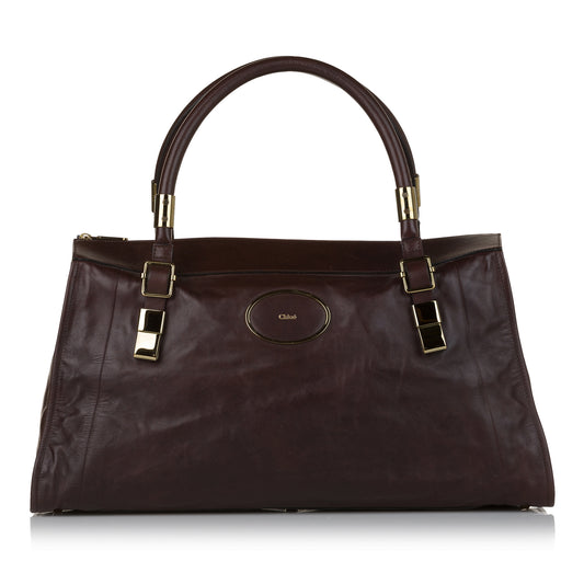 Victoria Leather Handbag Brown - Gaby Paris