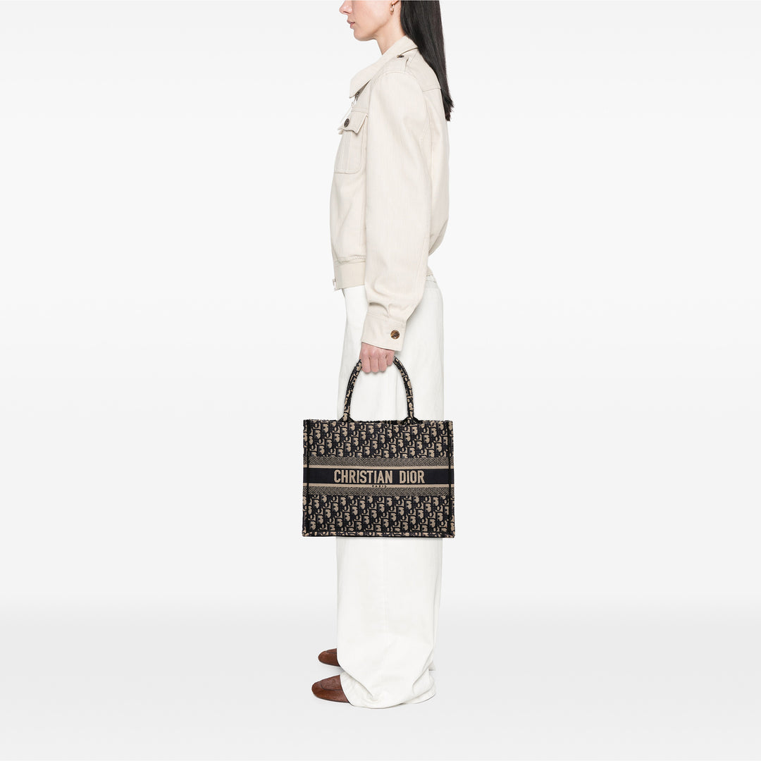 Dior Medium Oblique brodé Toile Book Cabas
