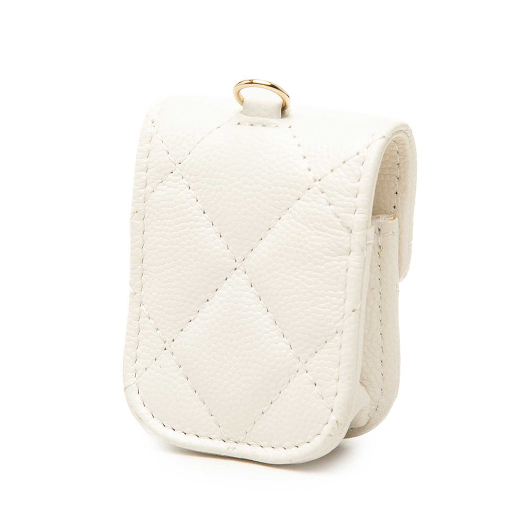 CC Matelassé Étui AirPods Cuir caviar Blanc
