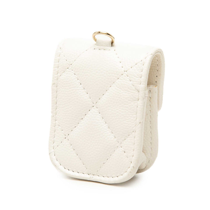 CC Matelassé Étui AirPods Cuir caviar Blanc