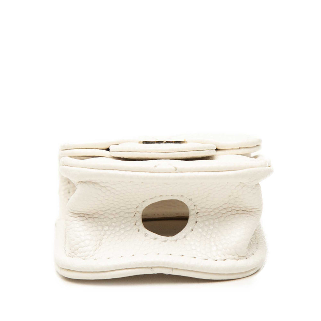 CC Matelassé Étui AirPods Cuir caviar Blanc