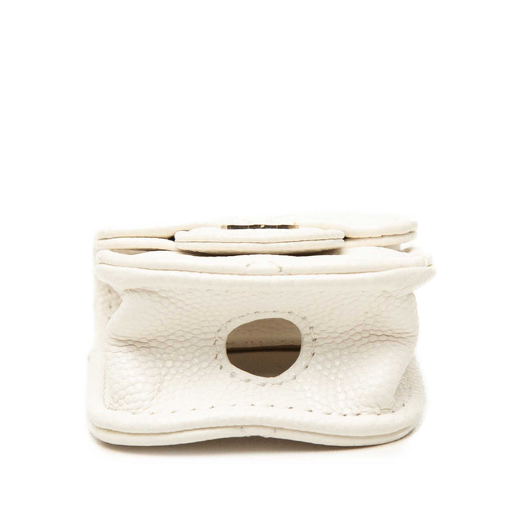 CC Matelassé Étui AirPods Cuir caviar Blanc