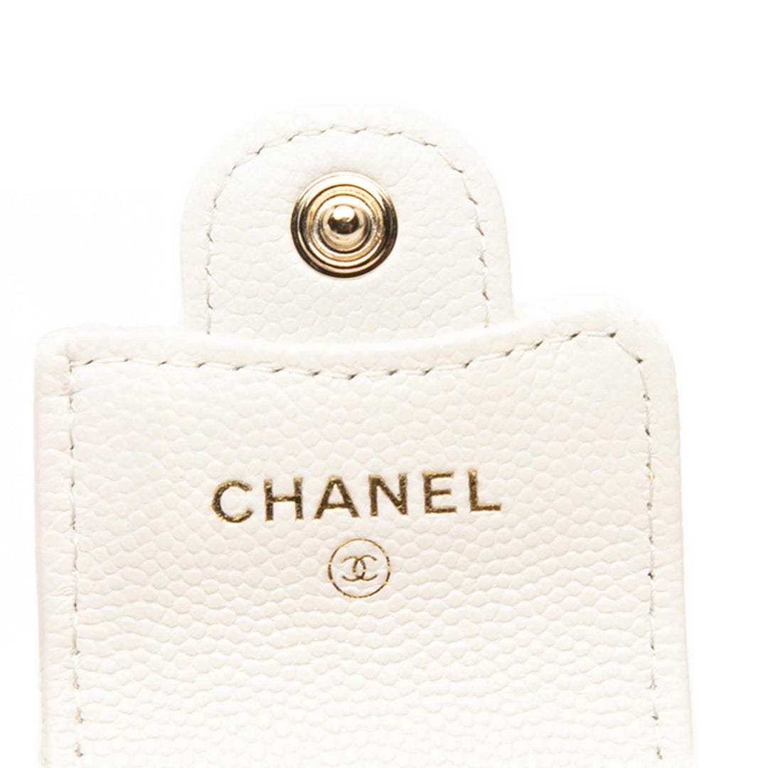 CC Matelassé Étui AirPods Cuir caviar Blanc