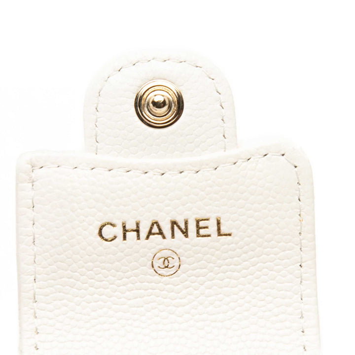 CC Matelassé Étui AirPods Cuir caviar Blanc
