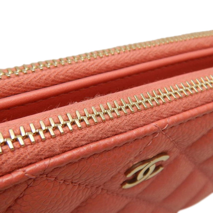 Chanel CC Matelassé Caviar Double Zip Pochette avec chaîne