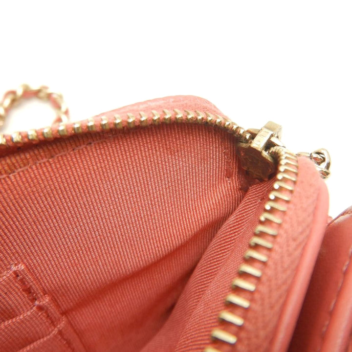 Chanel CC Matelassé Caviar Double Zip Pochette avec chaîne