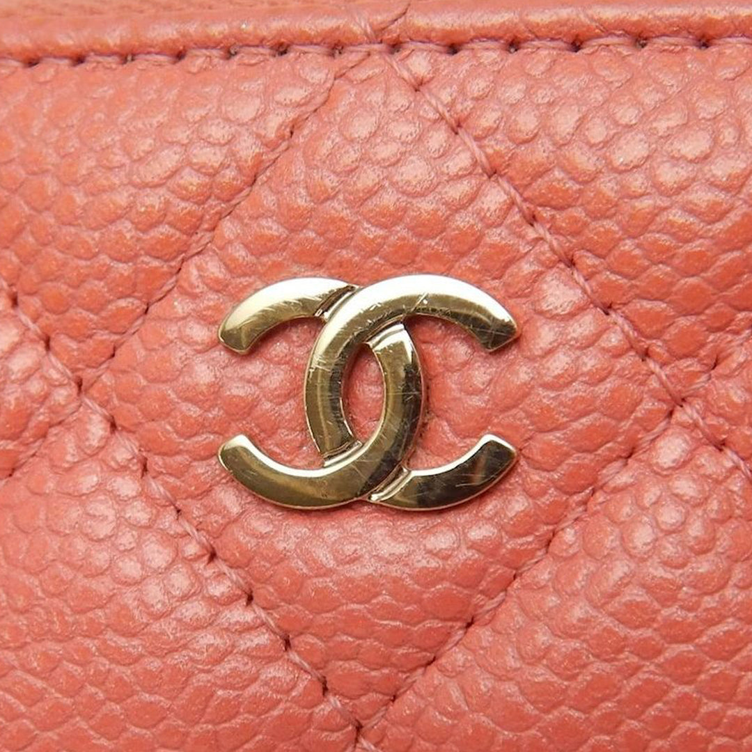 Chanel CC Matelassé Caviar Double Zip Pochette avec chaîne