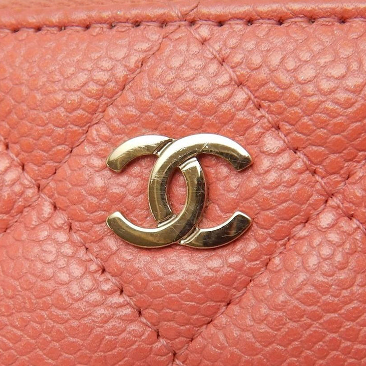 Chanel CC Matelassé Caviar Double Zip Pochette avec chaîne