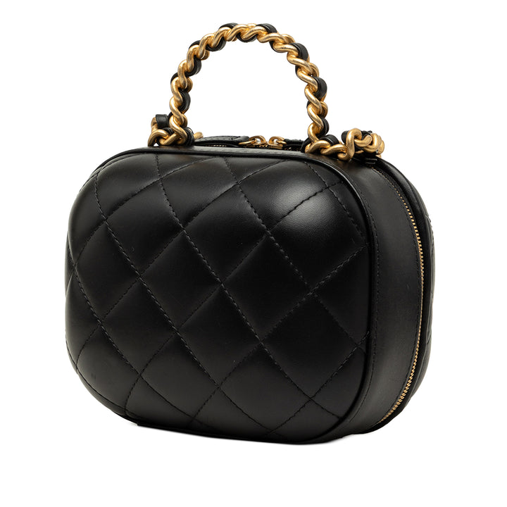 Chanel Matelassé CC Bubble Vanity avec chaîne Cuir d'agneau Noir – vue 2 – GABY PARIS