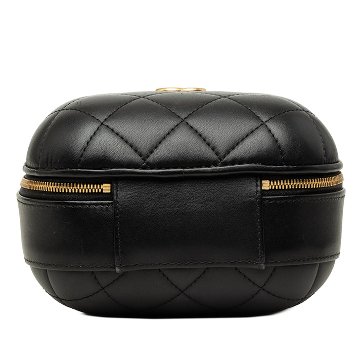 Chanel Matelassé CC Bubble Vanity avec chaîne Cuir d'agneau Noir – vue 3 – GABY PARIS
