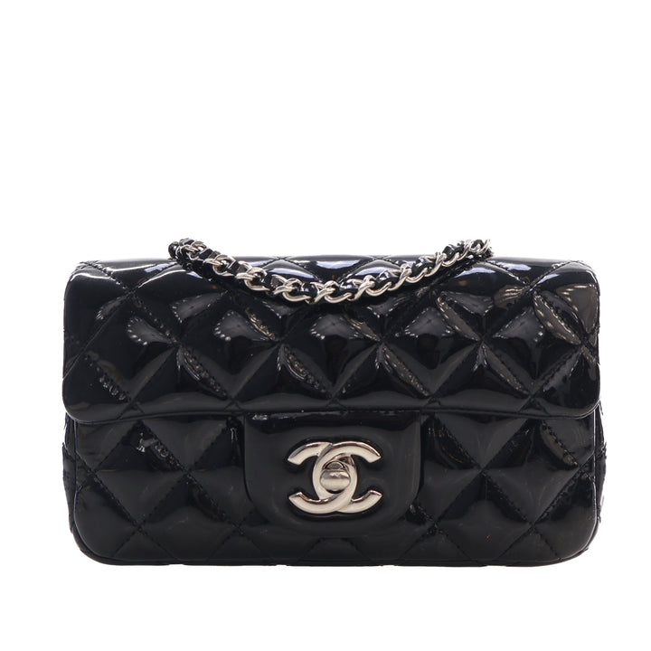 Chanel Extra Mini Rectangular Classic Cuir verni Simple rabat