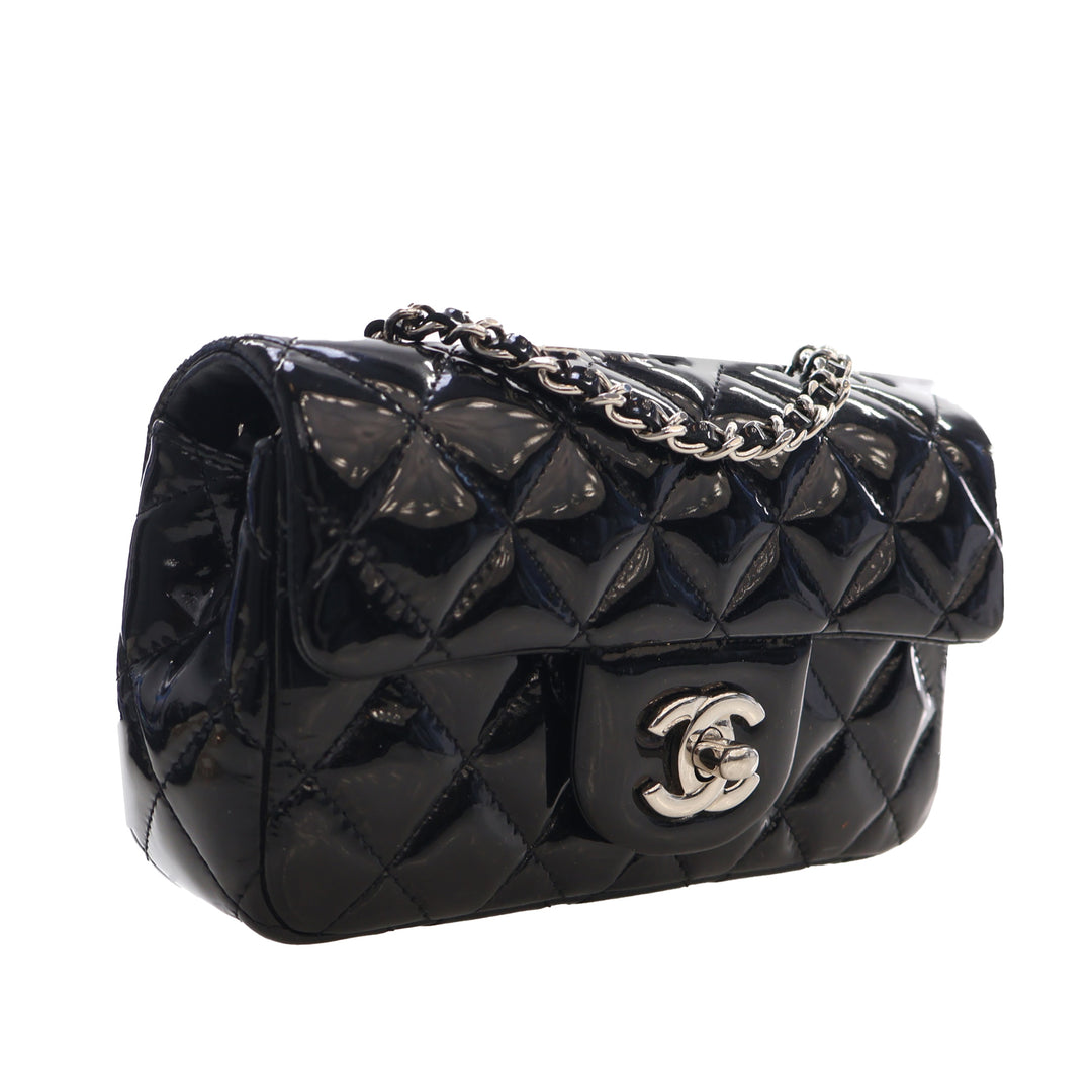 Chanel Extra Mini Rectangular Classic Cuir verni Simple rabat