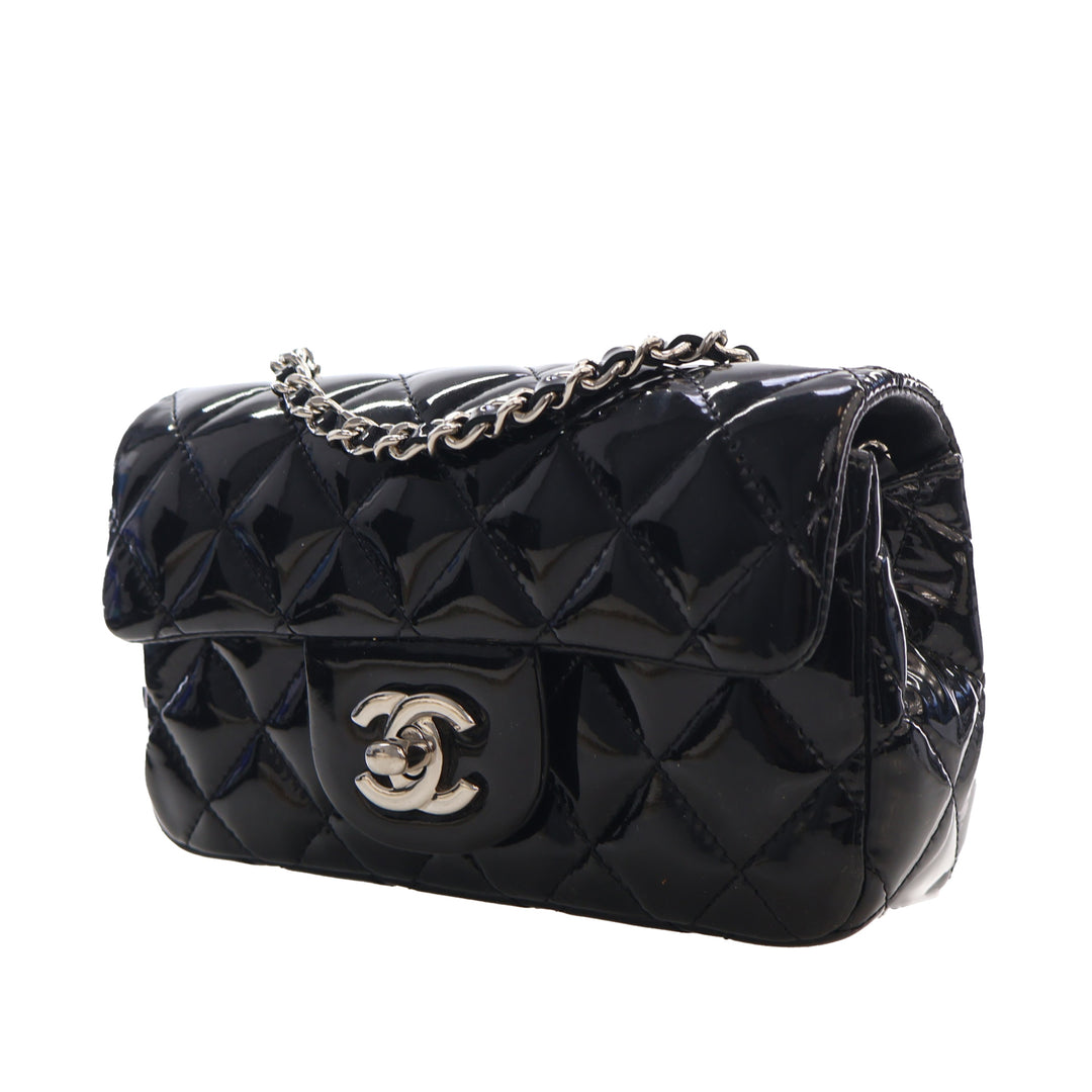 Chanel Extra Mini Rectangular Classic Cuir verni Simple rabat