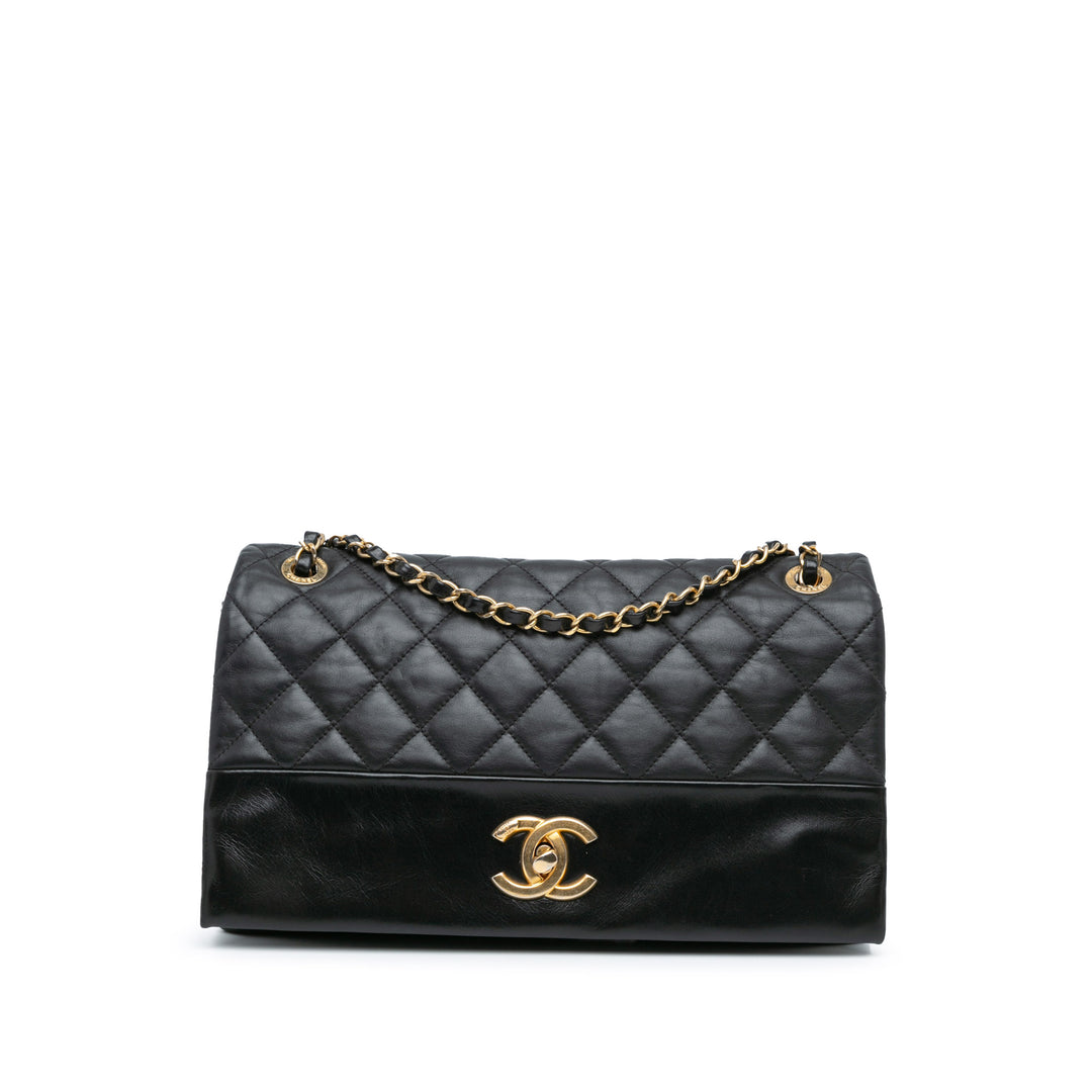 Jumbo Calfskin Soft Elegance Flap Black - Gaby Paris