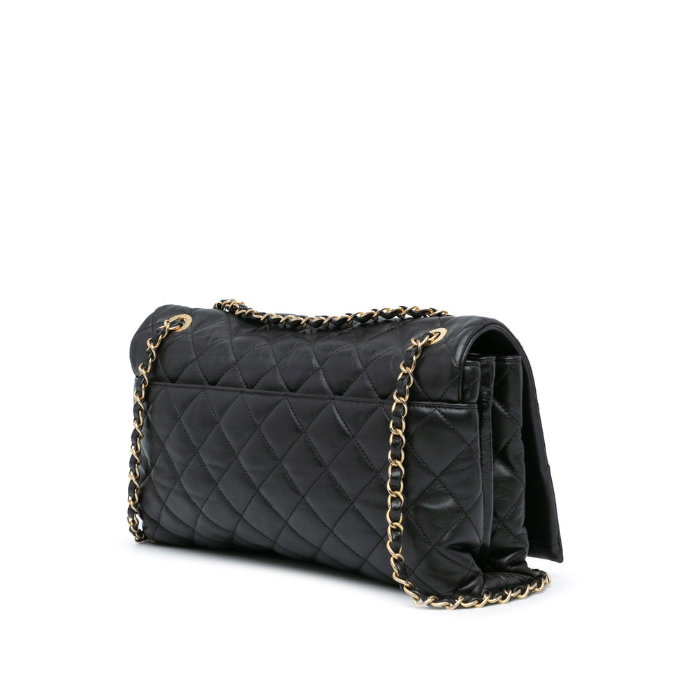 Jumbo Calfskin Soft Elegance Flap Black - Gaby Paris