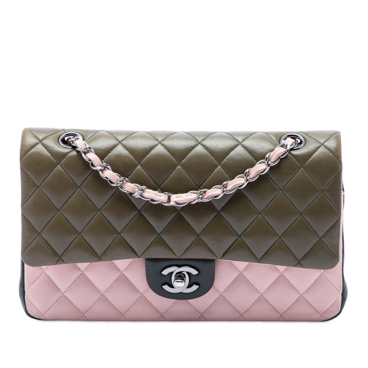 Chanel Medium Classic Tricolor Cuir d’agneau Double rabat