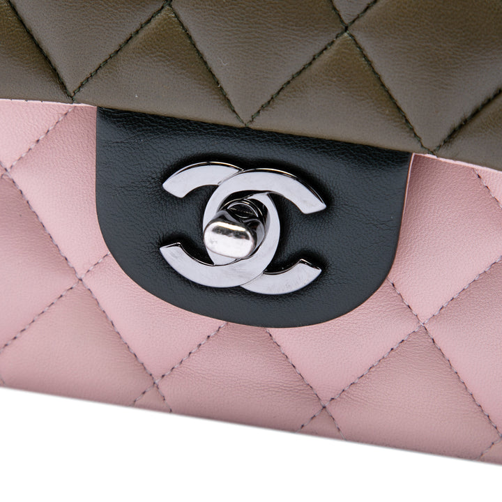 Chanel Medium Classic Tricolor Cuir d’agneau Double rabat
