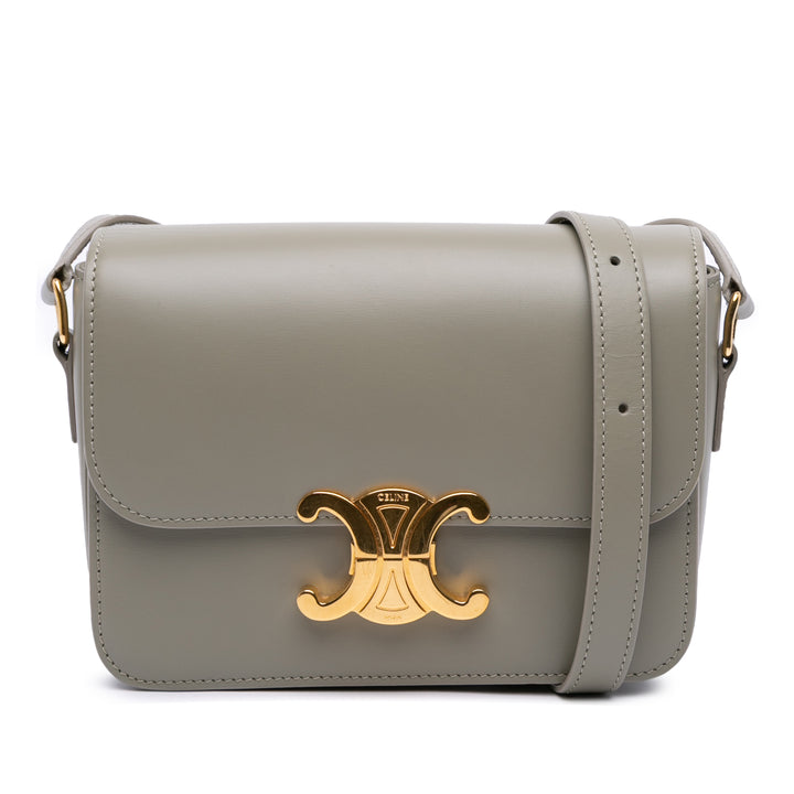 Celine Teen Shiny Cuir de veau Triomphe Sac porté croisé Gris