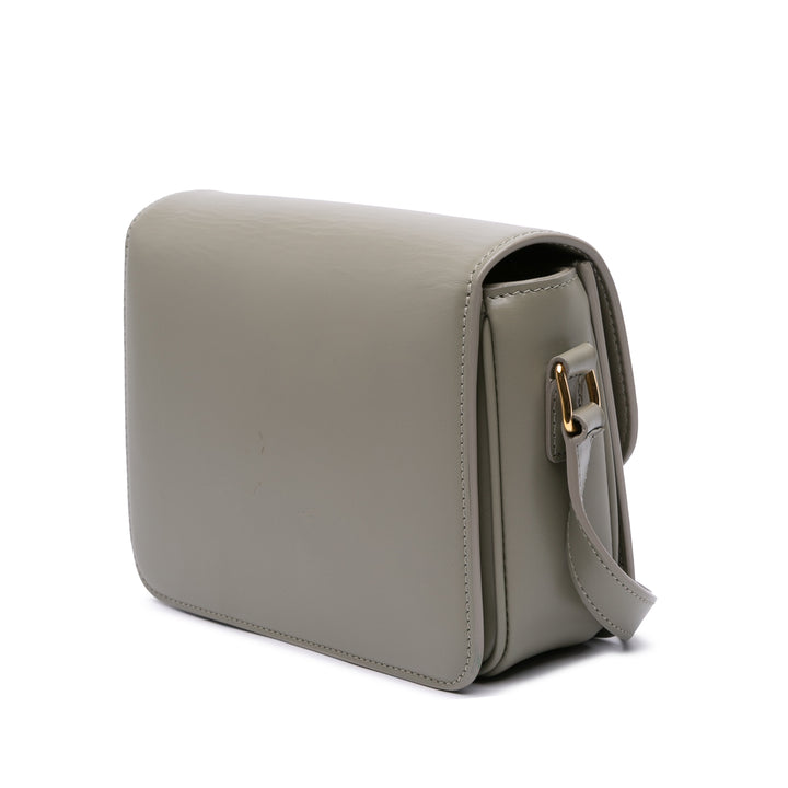 Celine Teen Shiny Cuir de veau Triomphe Sac porté croisé Gris