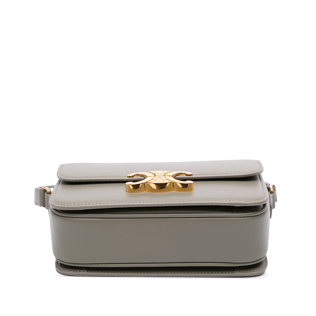 Celine Teen Shiny Cuir de veau Triomphe Sac porté croisé Gris