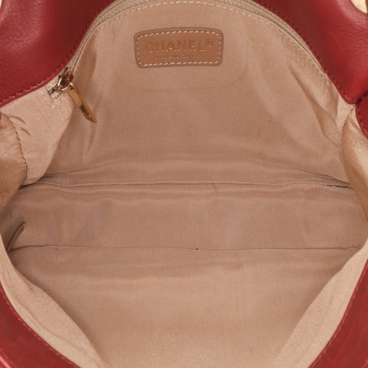 Quilted Calfskin Ultimate Stitch Retro Chain Flap Red - Gaby Paris