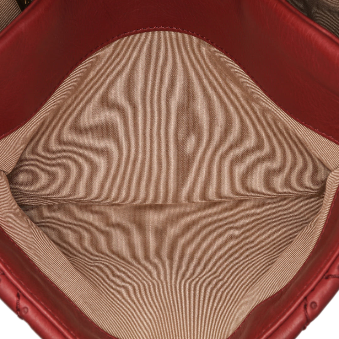 Quilted Calfskin Ultimate Stitch Retro Chain Flap Red - Gaby Paris