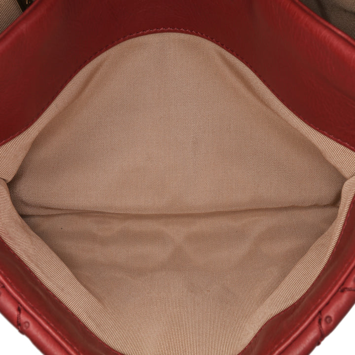 Quilted Calfskin Ultimate Stitch Retro Chain Flap Red - Gaby Paris