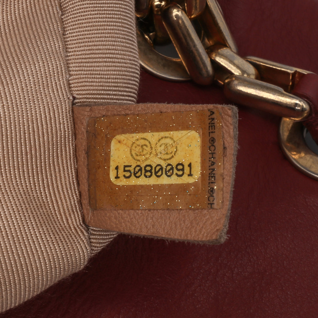 Quilted Calfskin Ultimate Stitch Retro Chain Flap Red - Gaby Paris