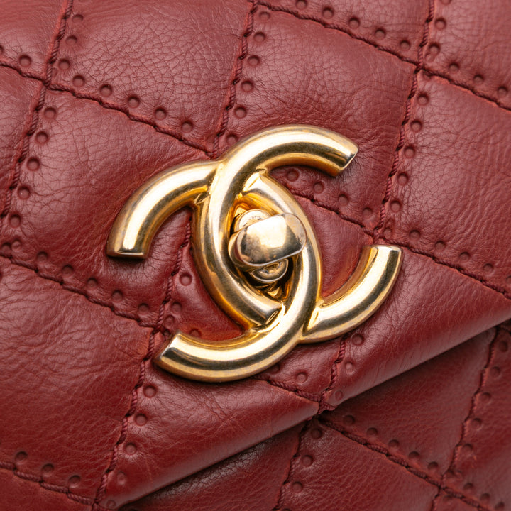 Quilted Calfskin Ultimate Stitch Retro Chain Flap Red - Gaby Paris